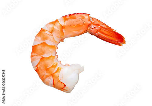 Cooked Peeled Shrimp isolated on transparent background