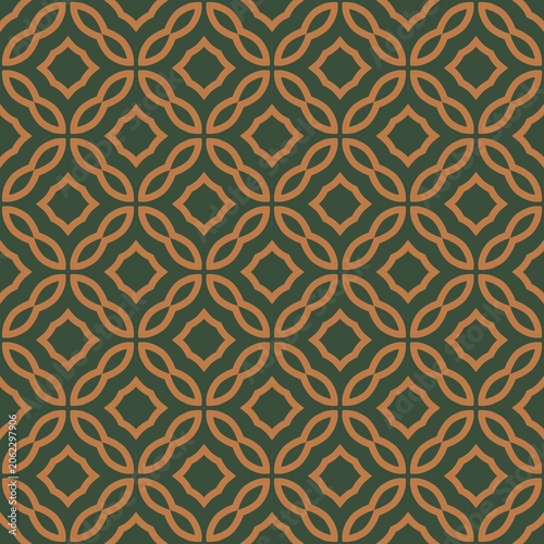 The fabric is a beautiful green and brown color with a pattern of circles. The circles are a mix of brown and green, and they are arranged in a way that creates a visually appealing design