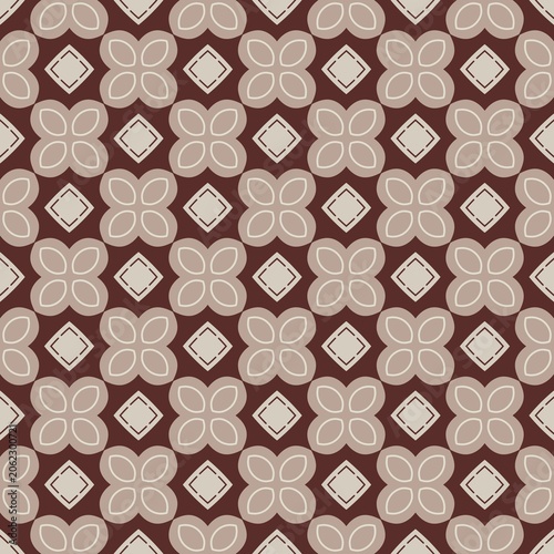 A pattern of squares and circles in a brown and white color scheme. The squares are in various sizes and the circles are in different sizes and orientations