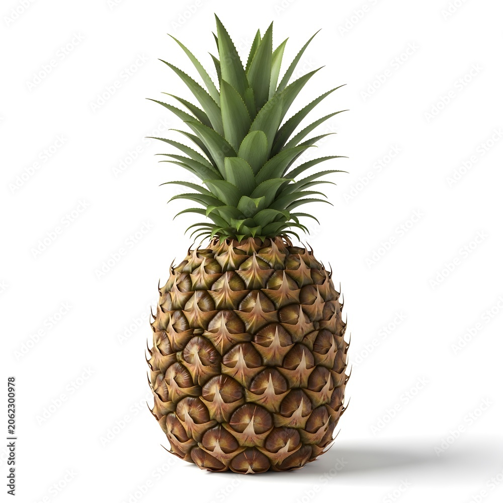 Fototapeta premium Fresh ripe pineapple fruit with green leaves