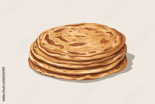 Stack of Chapati Bread on White Background