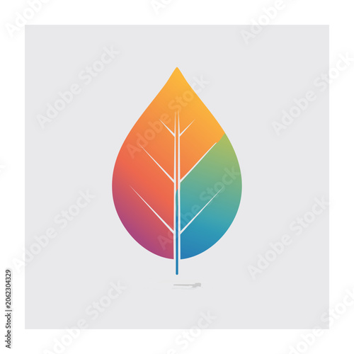 Flat design pie chart with five colored segments
