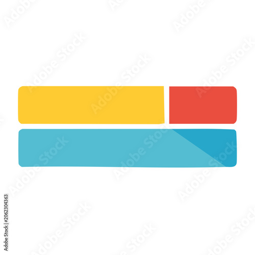 Flat design progress bar with yellow red cyan blue segments