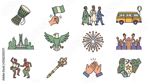 Fotografie Colorful illustrations of Nigerian culture and celebrations