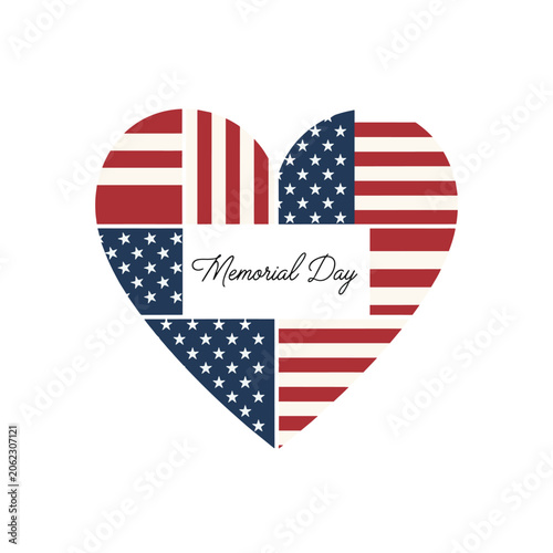 Cuadro en lienzo Memorial Day Patriotic Heart Design