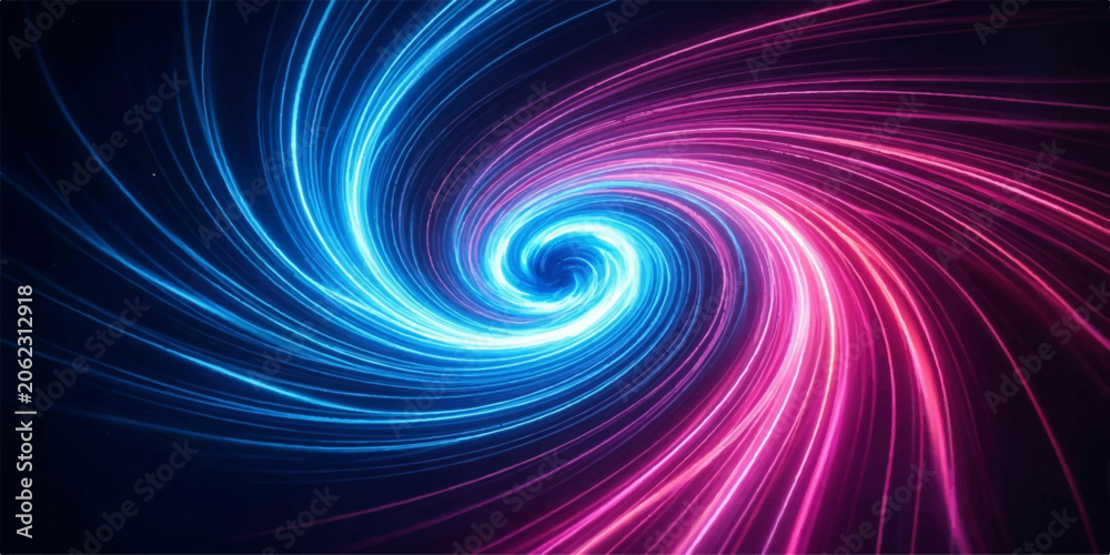 Fototapeta premium Cosmic spiral galaxy vortex abstract light trails with abstract universe futuristic background creative wallpaper astronomy movement particle infinity dimension