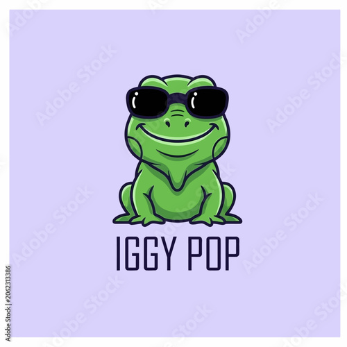 Foto Green Frog Wearing Sunglasses Smiling 1.