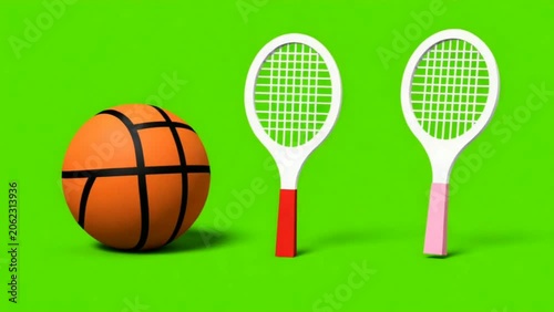 Papercraft Sports Icons Unfolding Pop Up Animation on Green Screen