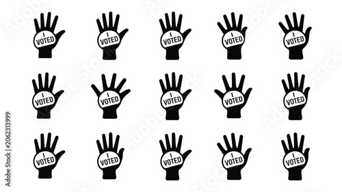 Foto Hands with 'I voted' sticker symbolizing civic duty and democratic participation in elections