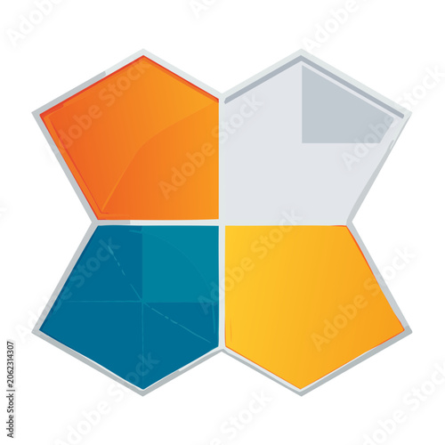 Colorful geometric pentagon cluster illustration