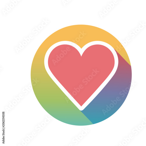 Colorful heart icon with rainbow gradient background