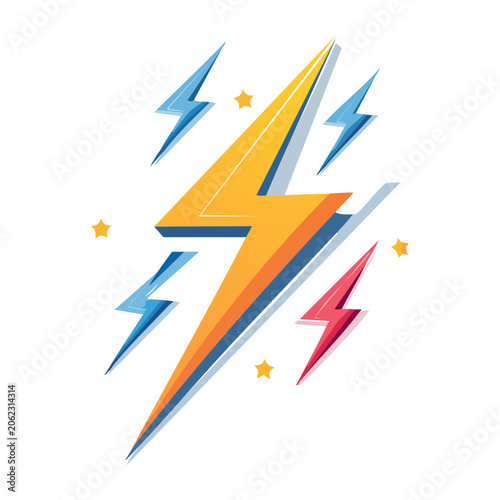 Colorful lightning bolt illustration with sparks