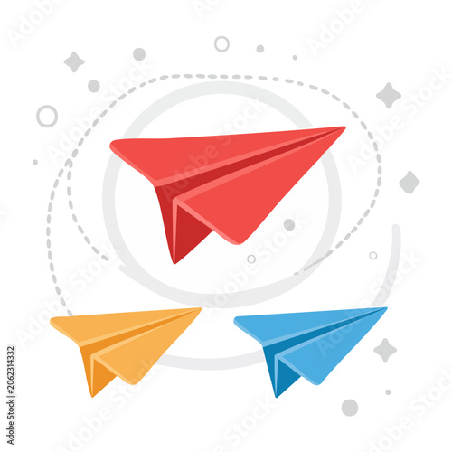 Colorful Paper Airplanes in Flat Design