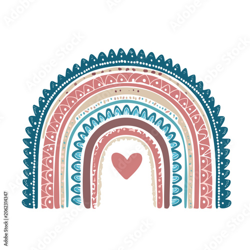 Colorful Rainbow Arch with Heart Illustration
