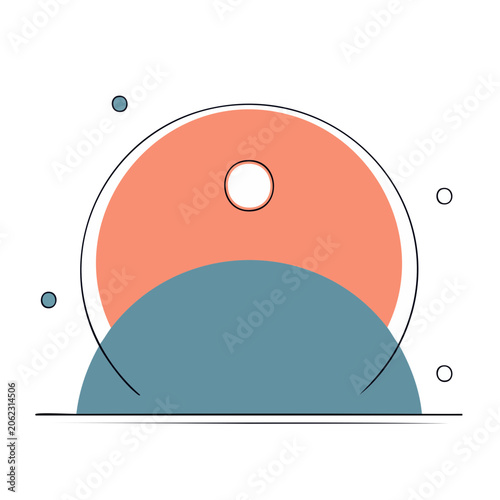 Minimalist Sun and Mountain Illustration