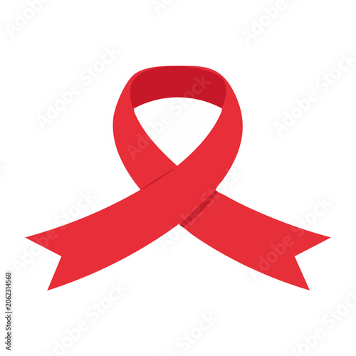 Red awareness ribbon icon on transparent background