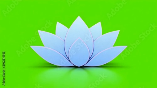 Pop Up Crystal Lotus Flower Blooming Animation on Green Screen for Spiritual and Yoga Themed Video