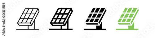 Modern solar panel vector icon representing renewable energy, clean power generation, and sustainable technology