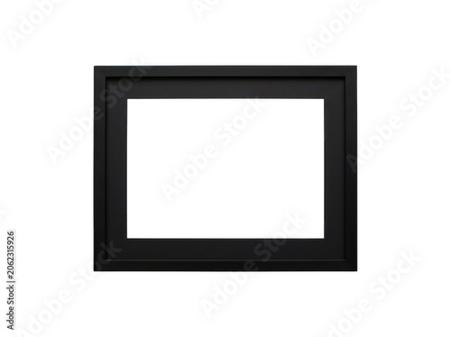 Obraz na płótnie Empty black picture frame with mat board isolated on a white background