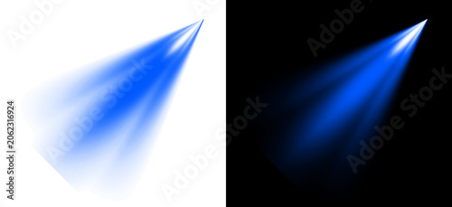 Konstfotografi Blue stage spotlight beam illuminating dark background with bright glowing light effect for concert theater production or professional show