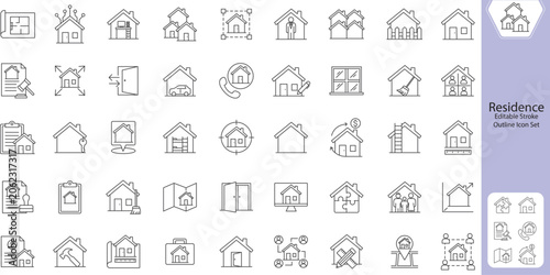 Konstfotografi Residence icon set editable stroke