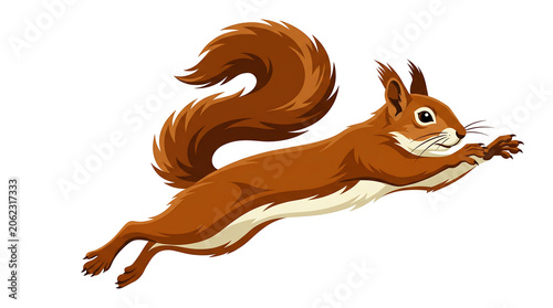 Dynamic full body vector design of a leaping red eyed tree frog jumping in mid air