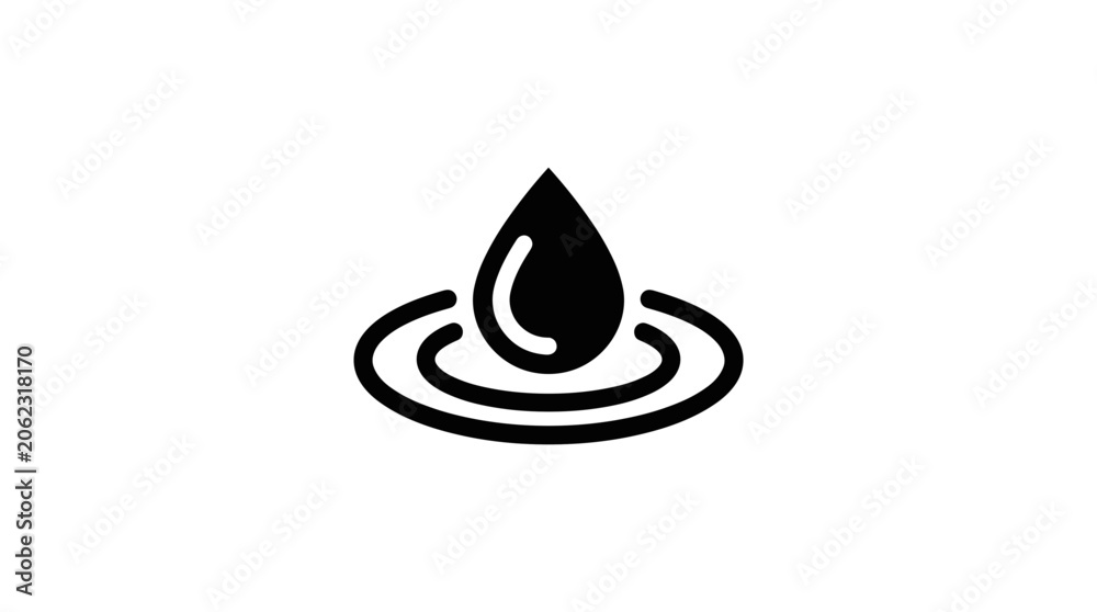 Fototapeta premium Water Drop Icon Rippling Surface.