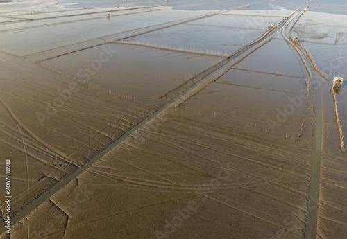 Fotografija Aerial drone view of coastal mudflat