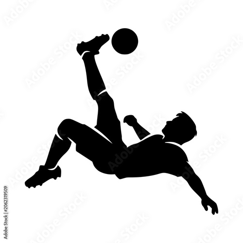 Silhouette Athlete Diving Header in Soccer Game Night Action