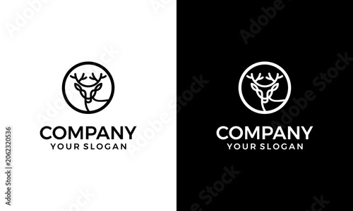 deer head monoline art logo