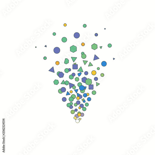 Abstract geometric particles explosion colorful shapes scattering digital art background motion graphic design pattern