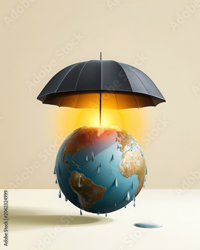 Planet Earth Protected by an Umbrella from Climate Change and Extreme Heat