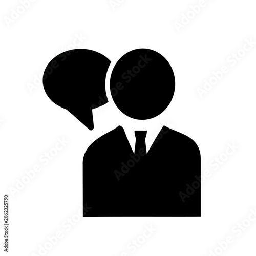 User and speech bubble, person talking icon vector. Vector graphic, not Artificial Intelligence, logo illustration. Replaceable vector design.
