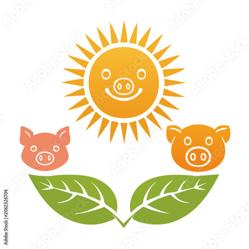 Flat design smiling sun with clouds vector
