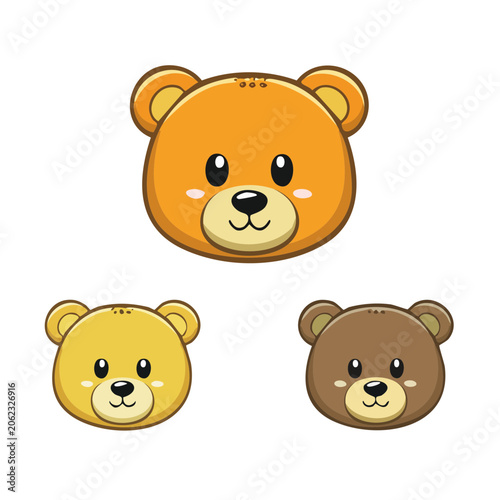 Three cartoon owl faces in flat design