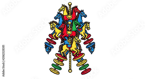Photos Whimsical Carousel Horse Robot Figure Art.