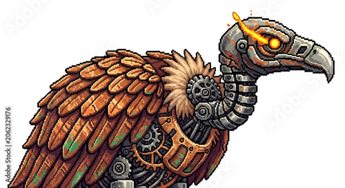 Bild auf Leinwand Steampunk Vulture Mechanical Bird Creature Illustration.