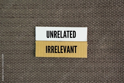 Tableau sur toile Two words Unrelated and Irrelevant: Not connected to the main subject or setting