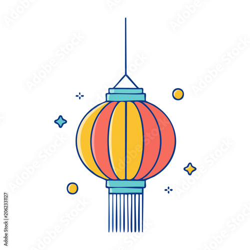 Colorful Hanging Paper Lantern Illustration