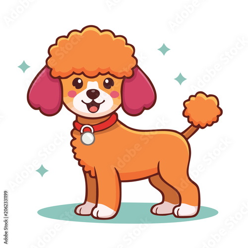 Cute cartoon poodle dog illustration