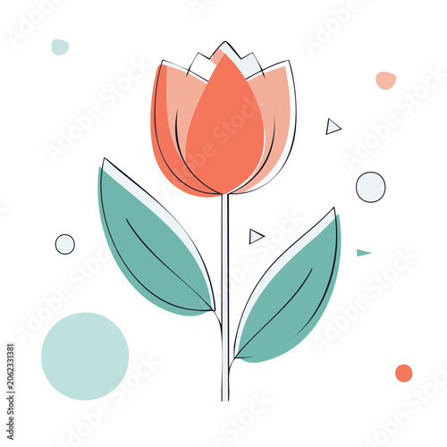 Flat Design Tulip Flower Illustration