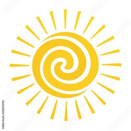 Flat design sun icon with rays
