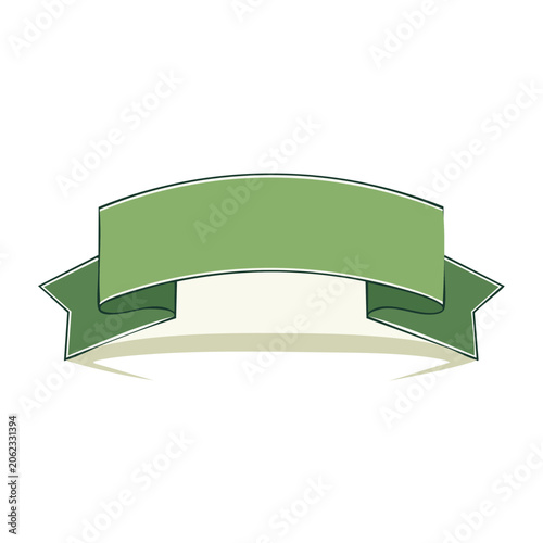 Green Curved Ribbon Banner Vector