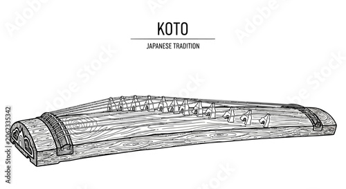 Fotografía Detailed Illustration of a Koto Japanese Traditional Musical Instrument