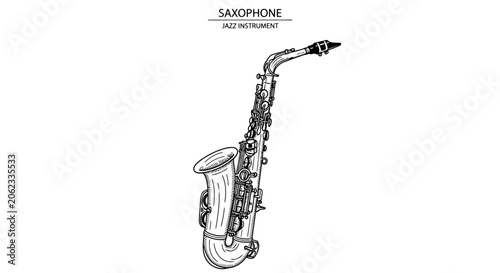 Canvas Print Hand drawn sketch illustration of a saxophone a classic jazz musical instrument