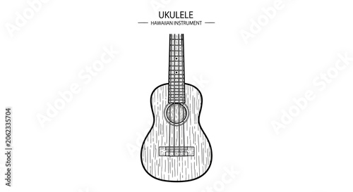 Fotografie Hand Drawn Ukulele Musical Instrument Sketch Illustration.