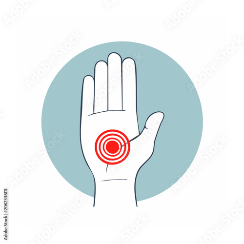 Flat design hand with red nail polish isolated