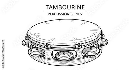 Tablou pe pânză Tambourine musical instrument percussion symbol.