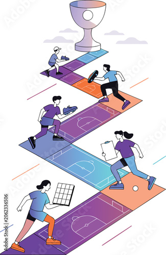 FIFA World Cup Multi Level Sports Competition and Championship Journey Vector Illustration