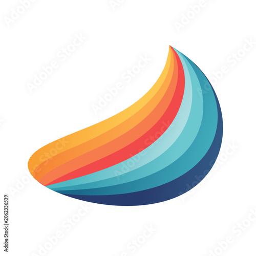 Abstract 3D wave shape in blue and orange gradient